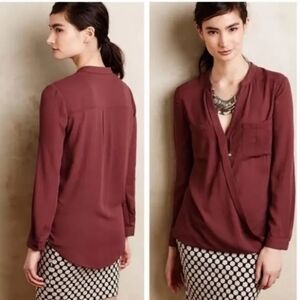 Anthropologie Maeve burgundy blouse